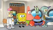 L-R: Sandy, SpongeBob, Patrick, Mr. Krabs, Squidward