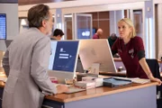 CHICAGO MED -- "Step on a Crack and Break Your Mother's Back" Episode 9007 -- Pictured: (l-r) Steven Webber as Dr. Dean Archer, Jessy Schram as Dr. Hannah Asher -- (Photo by: George Burns Jr/NBC)