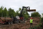 Log loader and hauler used by the Pelletier logging company in northern Maine.