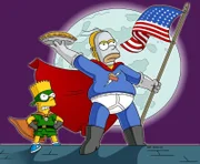 "Die Simpsons", "Der Tortenmann schlägt zurück." Als Homer eines Tages Zeuge einer Ungerechtigkeit wird, wirft er dem Schuldigen eine Torte ins Gesicht. 'Der Tortenmann' macht schnell Furore und Homer geht fleißig seiner neuen Mission als Superheld nach. Niemand weiß, wer hinter der Maskerade steckt, bis Lisa das Geheimnis ihres Vaters entdeckt. Sie bittet ihn, aufzuhören. Inzwischen hat aber auch Burns Homer entlarvt und zwingt ihn, ihm als Superheld zur Verfügung zu stehen.