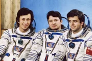 Saljut 7, Sojus T-10 Besatzung Oleg Atkow, Leonid Kizim und Wladimir Solowjow, 1984.