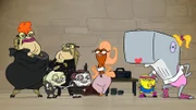 v.li.: Mama Bass, Slappy Laszlo, Bubble Bass, Slippy, Suzie, SpongeBob, Pearl