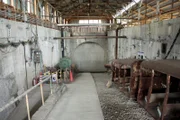 Der Eingang in den berühmten Schacht der Miike Mine in Omuta, in dem 1968 bei einer Explosion 458 Menschen ums Leben kamen und in dem im Zweiten Weltkrieg zahlreiche Kriegsgefangene Zwangsarbeit verrichten mussten.