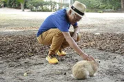 ?kunoshima wird heutzutage meist als "Rabbit Island" bezeichnet. Masayuki Yamauchi kennt die Geschichte dahinter: Nachdem die Kaninchen im Zweiten Weltkrieg als Versuchstiere bei Experimenten in der Giftgasfabrik herhalten mussten, siedelte die örtliche Touristenbehörde ab den 1960er Jahren die Tiere wieder bewusst an.