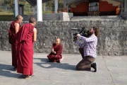 Ein Team von GEO Television im indischen Dharamsala