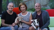 Amanda, Jaime and Jonathan pose for a photo with their new adoptee Iceland and their current dog Oink.