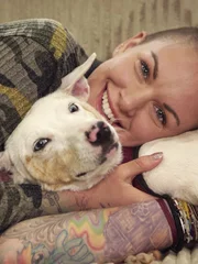 Amanda with deaf rescue dog, Mai Tai.