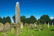 Rudston monolith, the tallest standing stone in the UK in the churchyard of All Saints Church. The megalith was erected around 1