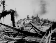 Tarawa, Gilbert Islands - Marines storm Tarawa, Gilbert Islands.