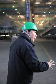 HIROSHIMA, JAPAN- Tosh Minohara in the building where the Yamato megaship was built. (Photo credit: DSP)
