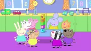 L-R: Rebecca Rabbit, Suzy Sheep, Peppa Pig, Pedro Pony, Emily Elephant, Zoe Zebra, Candy Cat, Danny Dog