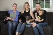 Amanda Giese and Flint Lockwood adopters Josh Dudleston, Toni Molatore and Finley Molatore-Dudleston pose for a family picture