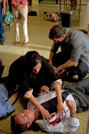 CRIMINAL MINDS - 'Hit' - In the first part of a two-part season finale, the BAU encounters a gang of bank-robbing serial killers in the nation's capital. As the team tries to negotiate the situation that is unfolding inside the bank, one of the team is taken hostage, on 'Criminal Minds' airing on CBS on WEDNESDAY, MAY 16 (9:00-10:00 p.m., ET). (ABC STUDIOS/MONTY BRINTON) JOSH STEWART, MARIE WILSON, JOSH RANDALL