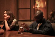 l-r: Charly Clive (Sarah), George (Paapa Essiedu)