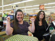 Maryann gets excited at checkout.