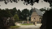 Irisches christliches Kloster mit Mönchen