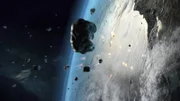 Vor 65 Millionen Jahren glaubten Wissenschaftler, dass es ein Asteroid von der Größe Manhattans war, der die Dinosaurier auslöschte.  Der National Geographic Channel zeigt in verblüffender Detailtreue, was passieren könnte, wenn ein Asteroid mit einem Durchmesser von sechs Meilen auf die Erde prallt und wie er einschlagen würde.  (Bildnachweis © BASE PRODUCTIONS) CGI STILL