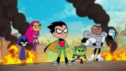 v.li.: Raven, Starfire, Robin, Beast Boy, Cyborg