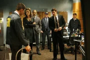 In Müllofen des Jeffersonian wurde die Leiche einer Praktikantin gefunden. Brennan (Emily Deschanel, 2.v.l.) und Booth (David Boreanaz, 2.v.r.) versuchen den Mord aufzuklären.    +++