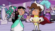 Vorne, l-r: Trixie, Timmy als Rex Perfection