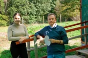 Aussteiger Buergermeister Oliver Rastetter (42) aus Lauf im Ortenaukreis (Baden-Württemberg) bei einem Ortstermin in einem Kindergarten.