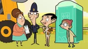 Bobby McDim (2.v.l.), Mr. Bean, Irma Gobb (r.)