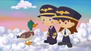 Zoé und Lili müssen einer kleinen Ente beim Fliegen helfen.
