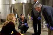 V.l.: Maura Isles (Sasha Alexander), Det. Jane Rizzoli (Angie Harmon), Det. Barry Frost (Lee Thompson Young) und Det. Vince Korsak (Bruce McGill) ermitteln zwischen einem Toten in einer Bierbrauerei und Affären in einem virtuellem Rollenspiel.