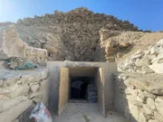 The entrance to the pyramid of King Sahure is pictured in Abu Sir, Egypt. (Windfall Films/Valerie Mellon)