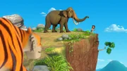 Shir Khan hat Mogli und den Elefanten Hathi bis in die Berge verfolgt. Nun muss Mogli es rechtzeitig schaffen, dem verwirrten Hathi die Blume zu bringen, damit der wieder klar im Kopf wird.
