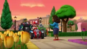 L-R: Chase, Ryder, Rocky, Mayor Goodway