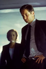 Dana Scully (Gillian Anderson, l.); Fox Mulder (David Duchovny, r.)
