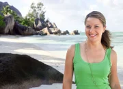 Moderatorin Wasiliki Goutziomitros auf den Seychellen
