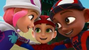 L-R: Ghost-Spider, Spidey, Spin