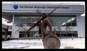STATUE OUTSIDE TED STEVENS ANCHORAGE INTERATIONAL