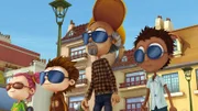 Mr. Geezer (2.v.r.) träumt davon, wie er mit Sherwood (r.), Lola (l.) und Angelo durch die Straßen zieht.  +++