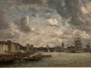 Eugène Boudin, Sailing Ships in Port, 1869