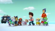 L-R: Everest, Chase, Zuma, Cali, Skye, Ryder, Rubble, Marshall, Jake, Rocky