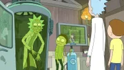 L-R: Toxic Rick, Toxic Morty, Rick, Morty