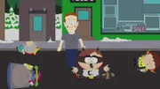 L-R: Token als "Tupperware", Kyle als "Human Kite", Mark Zuckerberg, Eric als "The Coon", Jimmy als "Fastpass"