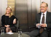 Die Moderatoren Katja Gentinetta und Eric Gujer