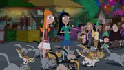 PHINEAS AND FERB - "Love at First Byte" - When Mom becomes overwhelmed with organizing a block party, she asks Phineas and Ferb for their help in making the party's finale memorable. Meanwhile, Candace plans to bust her brothers, but their team up with Mom throws a bit of a wrench into her situation. Over at the block party, Doofenshmirtz tries to set Norm up with a female robot, but Norm's nerves get the best of him.  This episode of "Phineas and Ferb" premieres Friday, August 2 (9:00 PM - 9:15 PM ET/PT) on Disney Channel. (DISNEY CHANNEL) CANDACE, STACY