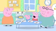 v.li.: Mummy Pig, George Pig, Peppa Pig, Daddy Pig