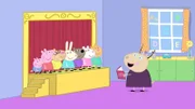 v.li.: George Pig, Peppa Pig, Pedro Pony, Rebecca Rabbit, Danny Dog, Suzy Sheep, Candy Cat, Madame Gazelle