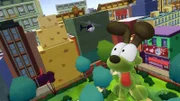 Odie verwandelt sich in ein gigantisch großes Monster-Schoßhündchen, das die Stadt in Angst und Schrecken versetzt.