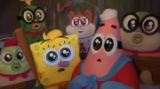 v.li.: Harvey, Kevin, SpongeBob, Sandy, Patrick, Bubble Bass