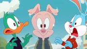 v.li.: Plucky Duck, Hamton J. Pig, Buster Bunny