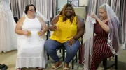 L-R: Tina, Ashely, and Vannessa wait for Meghan to try on a wedding dress.