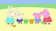 v.li.: Rebecca Rabbit, Richard Rabbit, George Pig, Peppa Pig