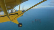 Arthur Williams fliegt in Richtung Redsands Forts, Kent, Großbritannien. (National Geographic)